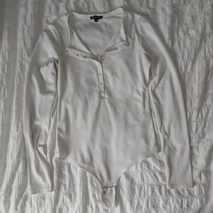 Dynamite Cream Ribbed Snap Bodysuit